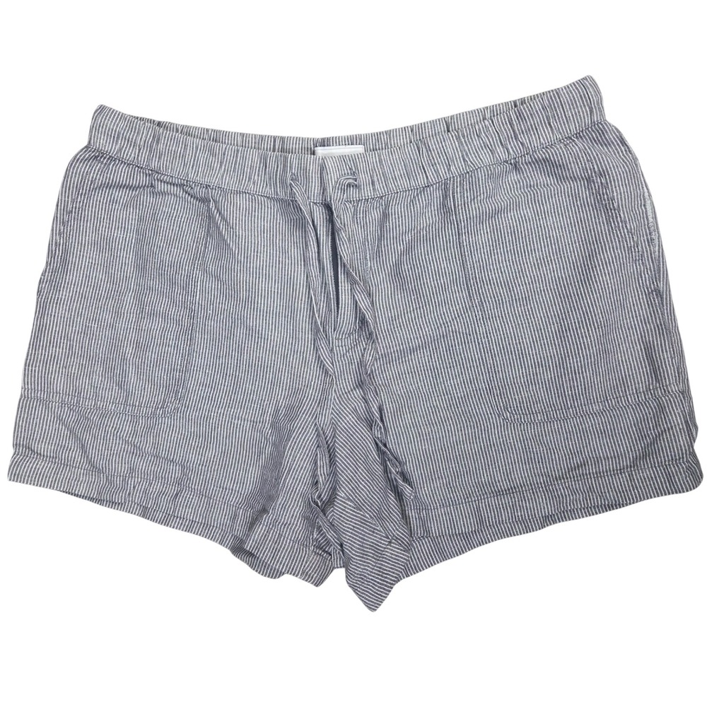 Liz Claiborne Women's Blue White Striped Linen Blend Drawstring Shorts Size L